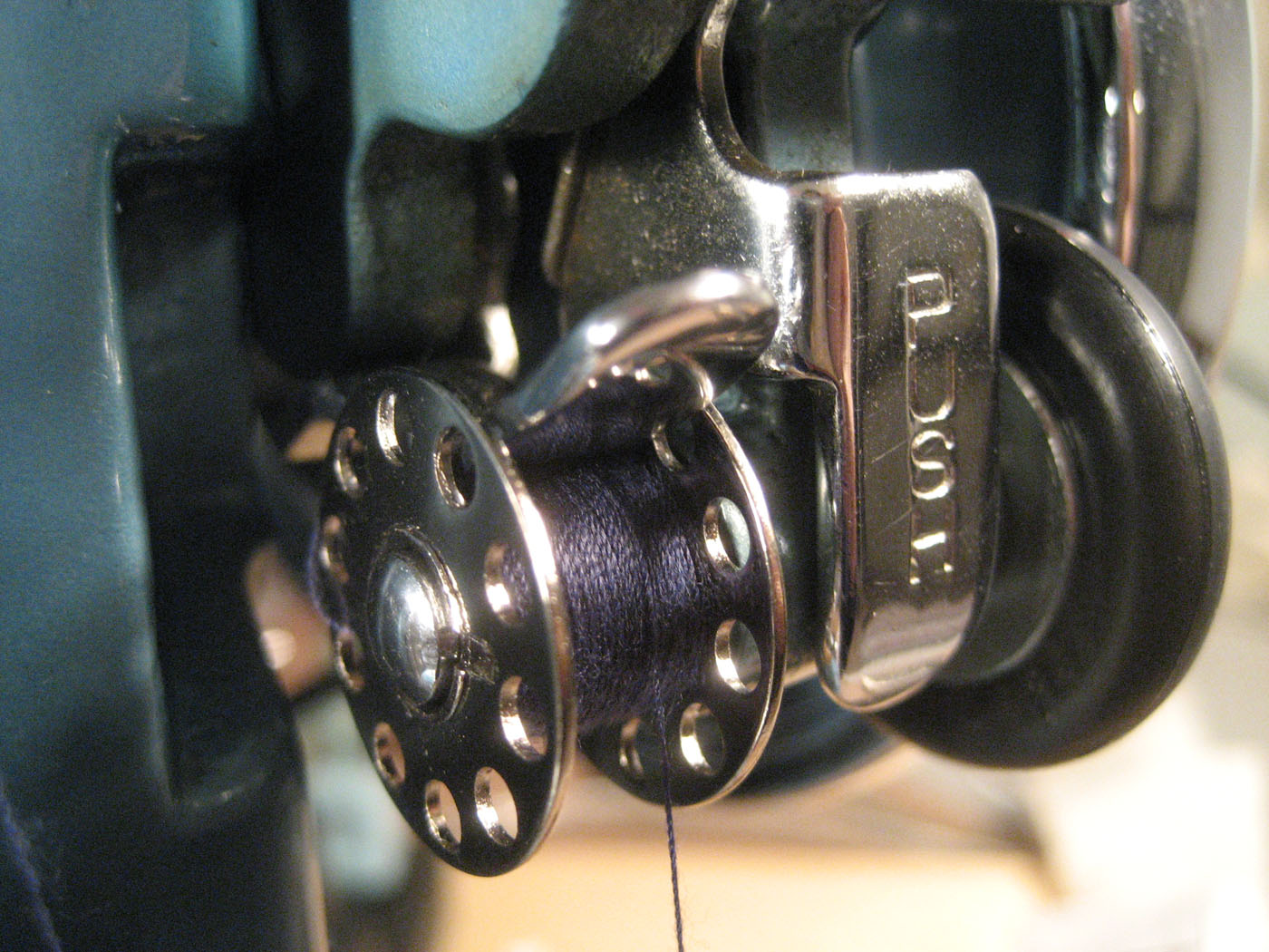 Winding a bobbin.